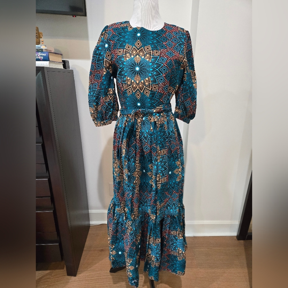 Heritage Clothings African Print Midi Dress- New with Tags